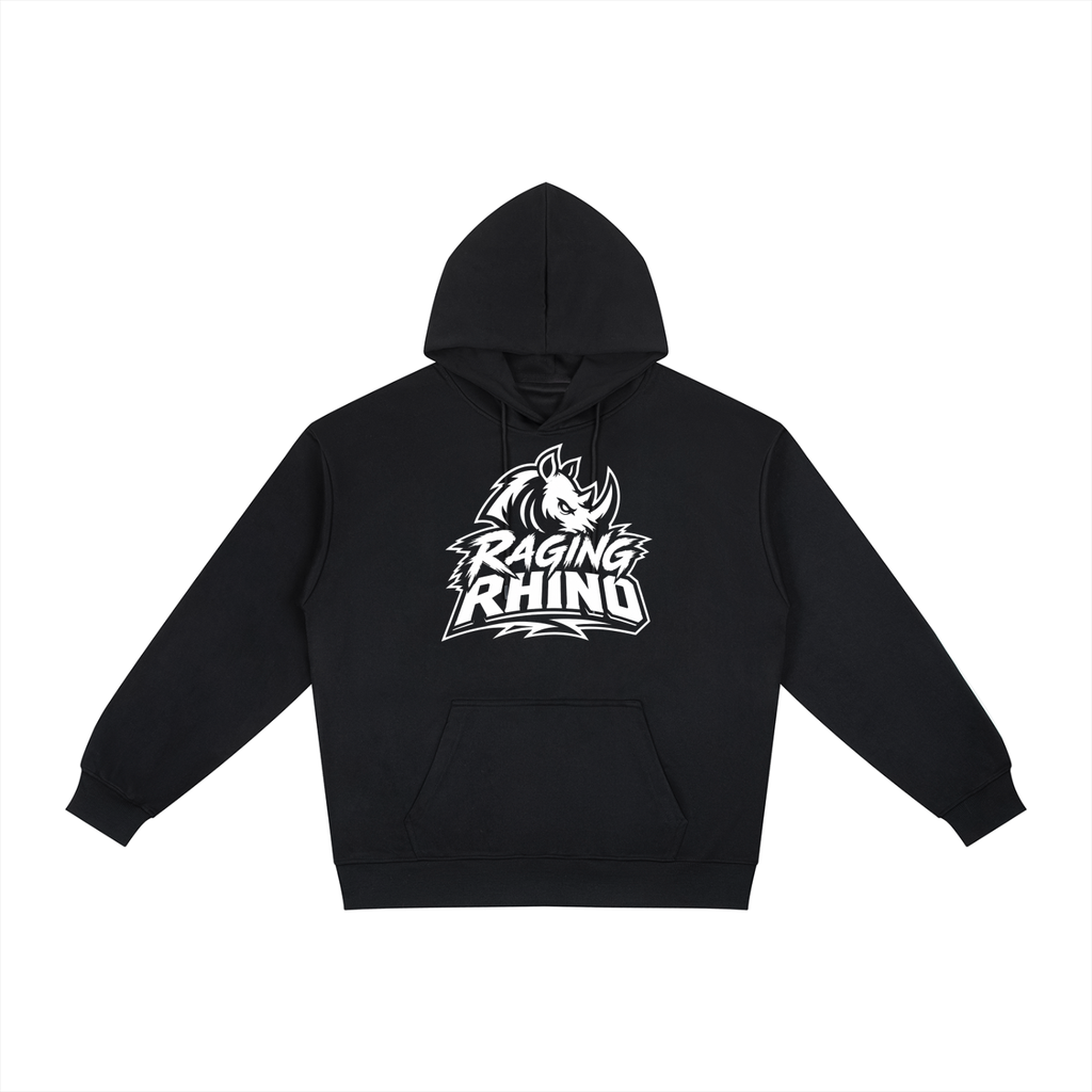 Essential Raging Rhino Black and White Silhouette Relaxed Fit Hoodie