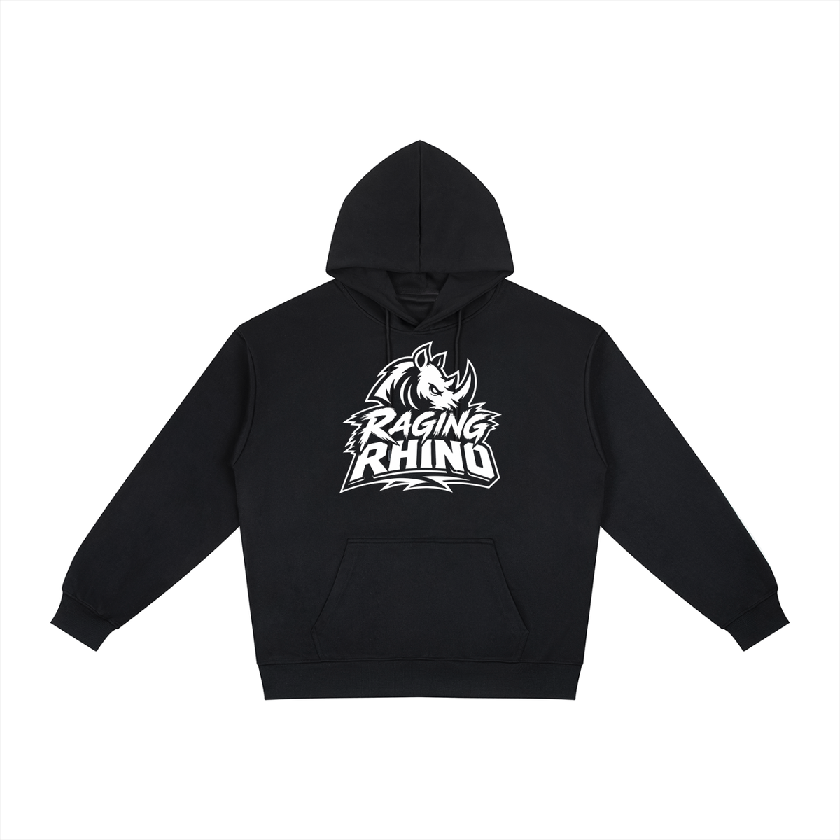 Essential Raging Rhino Black and White Silhouette Relaxed Fit Hoodie