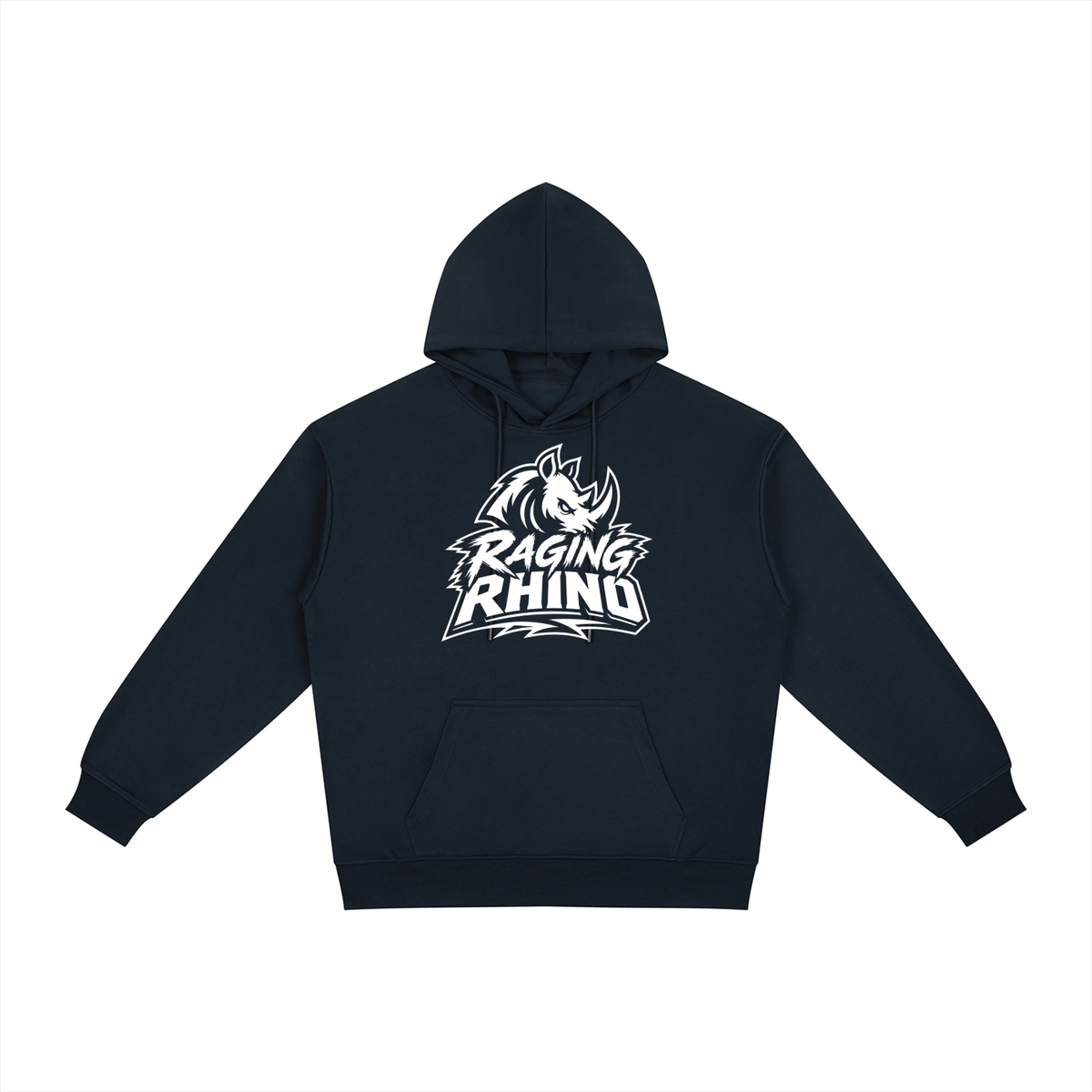 Essential Raging Rhino Black and White Silhouette Relaxed Fit Hoodie